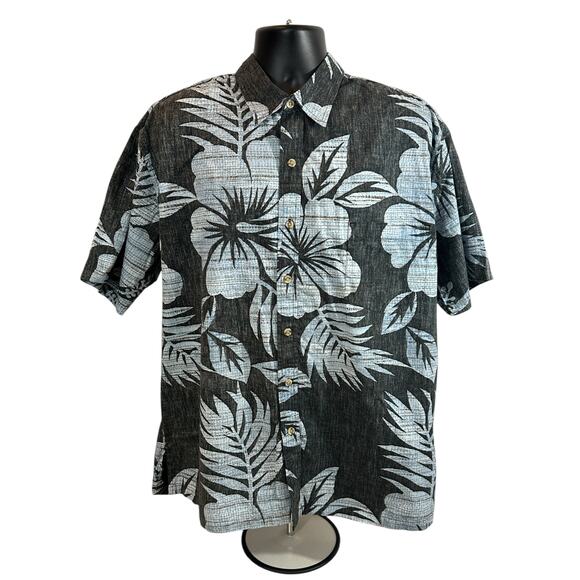 Cooke Street Men’s Black/Blue Floral Hawaiian Button Down, XL - Picture 1 of 5